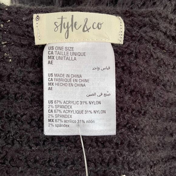 Style & CO Super Cozy Black Ribbed Knit Scarf One Size - Picture 6 of 7